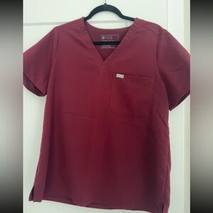 Figs Burgundy Catarina Scrub Top
